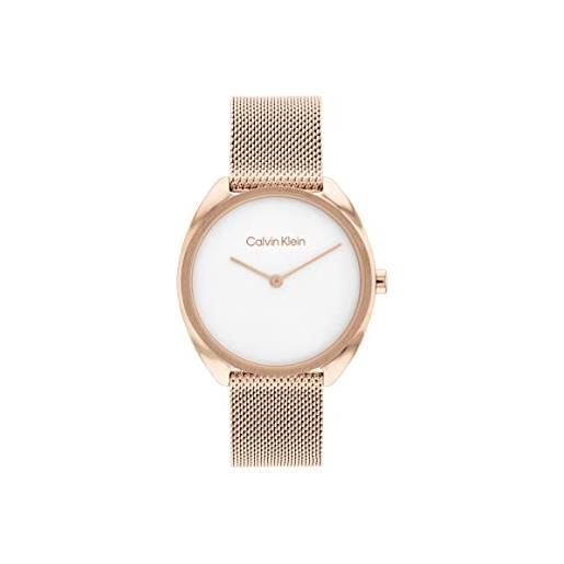 Calvin Klein orologio analogico al quarzo da donna collezione ck adorn con cinturino in acciaio inossidabile o in pelle bianco 1 (white)