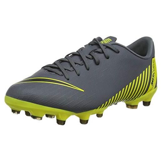 Nike vapor 12 academy gs mg, scarpe da calcio, nero (black/mtlc vivid gold), 35 eu