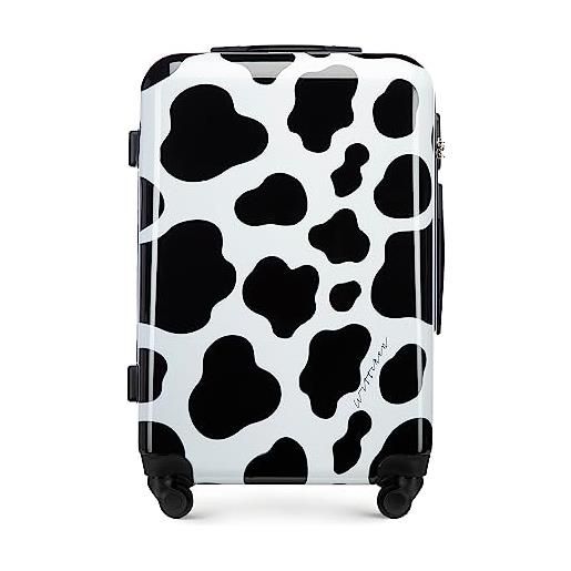WITTCHEN young collezione bagaglio a mano valigia da cabina abs con rivestimento in policarbonato serratura a combinazione manico telescopico taglia s 34 l nero-bianco