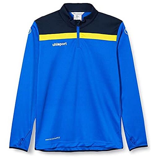 uhlsport offense 23 zip top maglietta 1/4 di calcio per uomo, uomo, 100221211, blu/blu oltremare/giallo lime, m