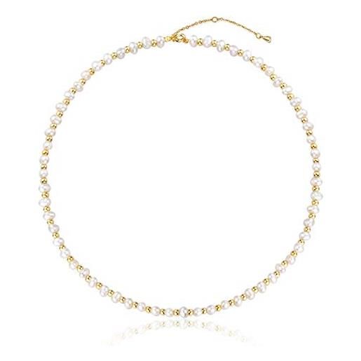 KVLmoze piccola collana di perle in oro girocollo 3mm perle raccolte a mano in oro 18 carati con perline catena a sfera gioielli delicati regali per donne ragazze