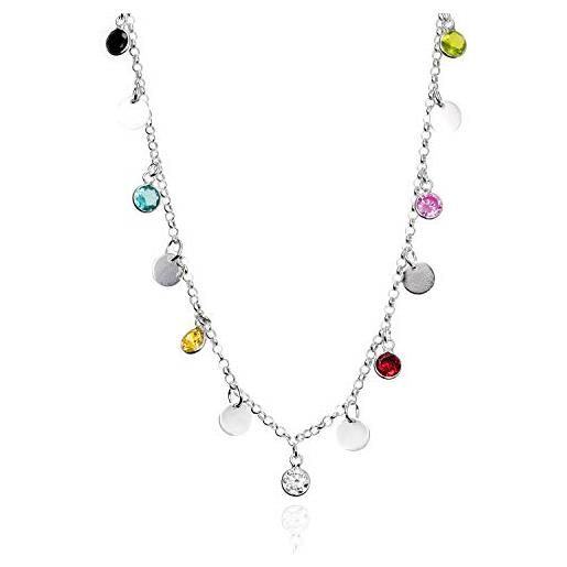 EMPATHY JEWELS collana donna argento con zirconi pendenti - gioielli donna offerta in argento 925 per fare un regali per lei (multicolore 2)
