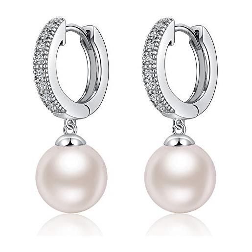 jiamiaoi orecchini perle vere argento 925 orecchini di perle donna orecchini con perle pendenti argento 925 orecchini donna monachella 10mm