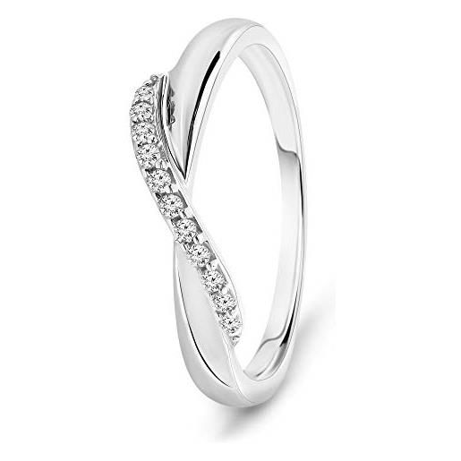 Miore anello donna con diamanti taglio brillante ct. 0.08 in oro bianco 9 kt 375