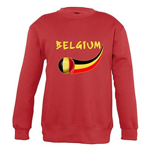 Supportershop felpa bambino rosso belgio calcio, sweat enfant rouge belgique, rosso, 4 anni (taglia del produttore: 4 anni)