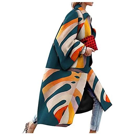 BAIXIAOCHI cappotto trench da donna a maniche lunghe con risvolto a maniche lunghe in autunno e inverno