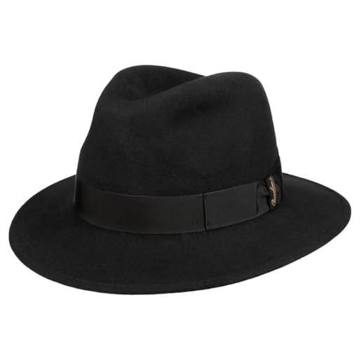 Borsalino cappello in lana piemonte traveller donna/uomo - made italy di feltro con nastro grosgrain, grosgrain inverno autunno/inverno - 57 cm grigio scuro