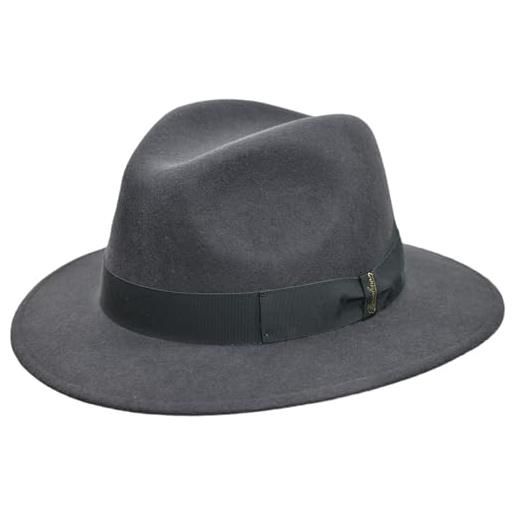 Borsalino cappello in lana piemonte traveller donna/uomo - made italy di feltro con nastro grosgrain, grosgrain inverno autunno/inverno - 57 cm nero