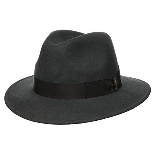 Borsalino cappello in lana piemonte traveller donna/uomo - made italy di feltro con nastro grosgrain, grosgrain inverno autunno/inverno - 62 cm grigio scuro