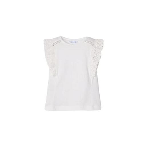 Mayoral t-shirt bambina 5 anni - 110 cm color bianco con alette in pizzo