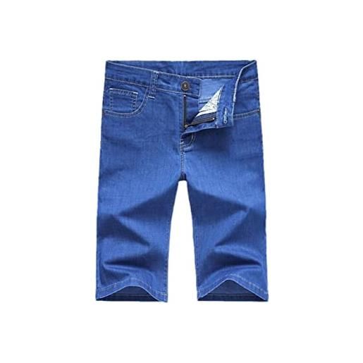 Generic plus size estate uomini business casual denim shorts moda stretch slim slim jeans corti, blu cielo, 40w