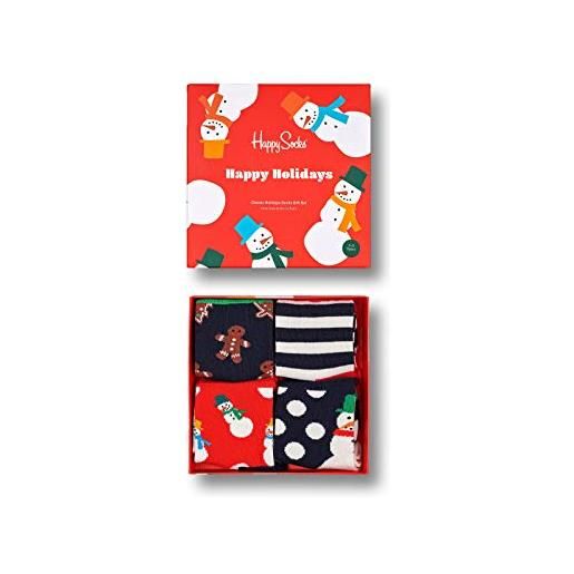 Happy Socks kids 4-pack holiday socks gift set calzini, multi, 4-6 anni unisex-bambini