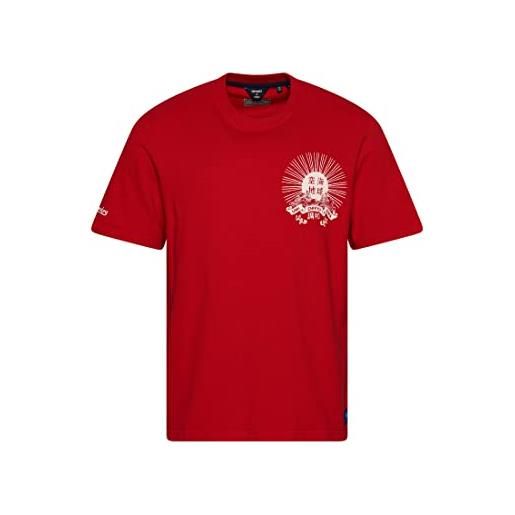 Superdry vintage tangled uib tee t-shirt, risk red, l uomo