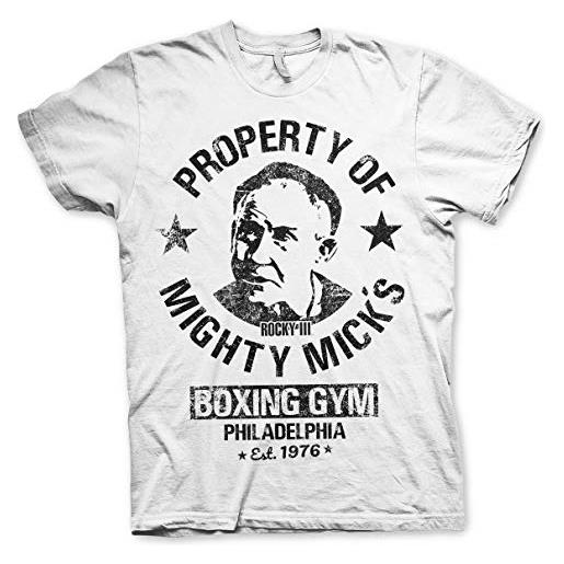 Rocky licenza ufficiale mighty mick's gym grande e alto uomo maglietta (bianca), 3x-large