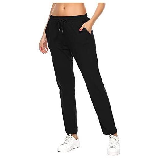 FGFD&OU pantaloni donna cotone pantaloni sportivi joggers elasticizzato pantaloni da tuta donna per jogging fitness sport yoga pantaloni lunghi per estivi e inverno (two-nero+grigio profondo, 3xl)