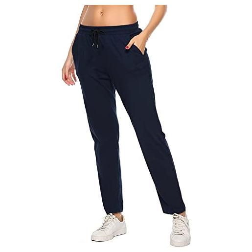 FGFD&OU pantaloni donna cotone pantaloni sportivi joggers elasticizzato pantaloni da tuta donna per jogging fitness sport yoga pantaloni lunghi per estivi e inverno (nero, l)