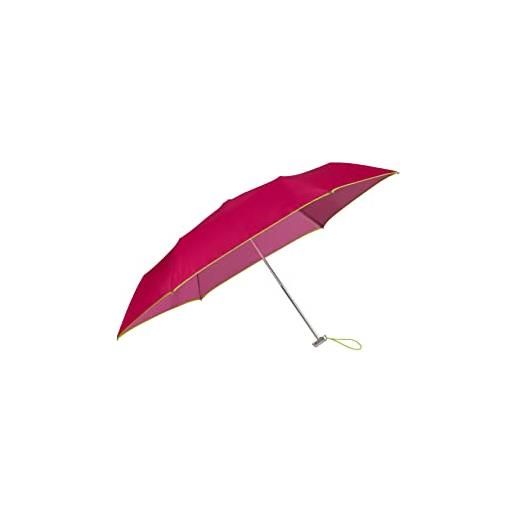 Samsonite alu drop s - 3 section manual flat ombrello, 23 cm, rosa (dark pink/grass green), rosa (rosa scuro/verde erba), ombrelli