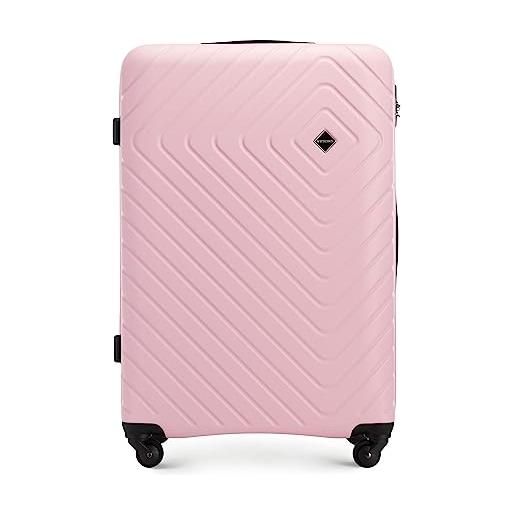 WITTCHEN cube line valigia grande in abs con goffratura geometrica 4 ruote manico telescopico serratura a combinazione taglia l rosa chiaro