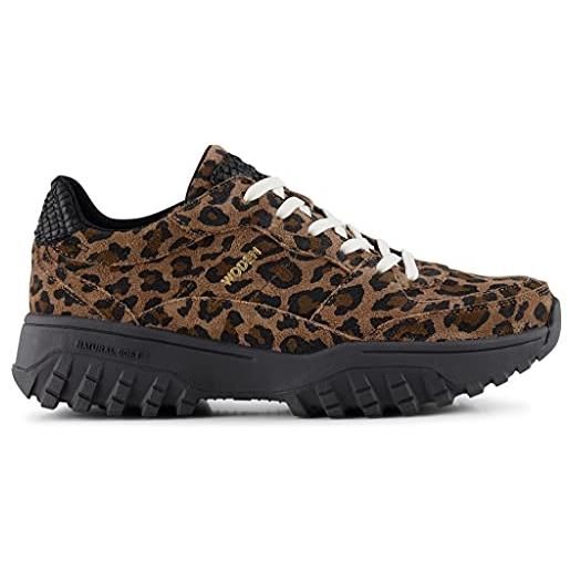 Woden trine suede print, scarpe da ginnastica donna, 327 leopardo, 38 eu