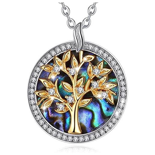 CELESTIA albero della vita collana donna argento 925 oro ciondolo albero della vita con abalone madreperla festa della mamma gioielli regalo mamma regali per mamma