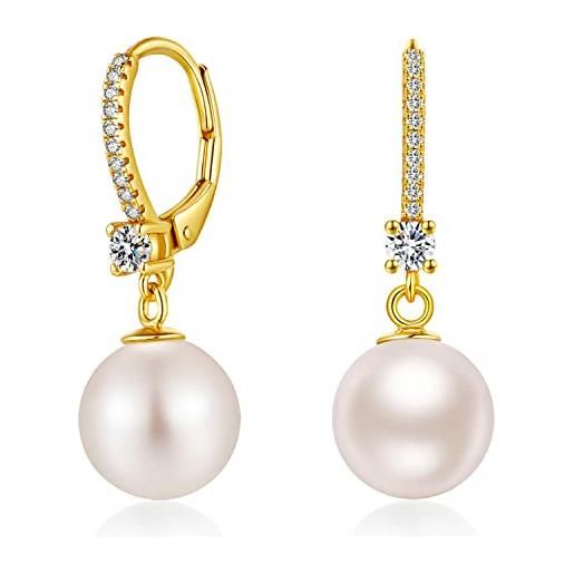 jiamiaoi orecchini di perle in oro orecchini con perla donna in argento 925 orecchini perle pendenti in oro donna orecchini argent orecchini a monachella con perle swarovski orecchini cerchio con perla