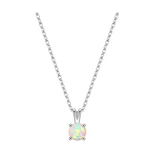KristLand gioielli moonlight collana in argento sterling 925 con opale creato pendente delicato fidanzata moglie pacco regalo