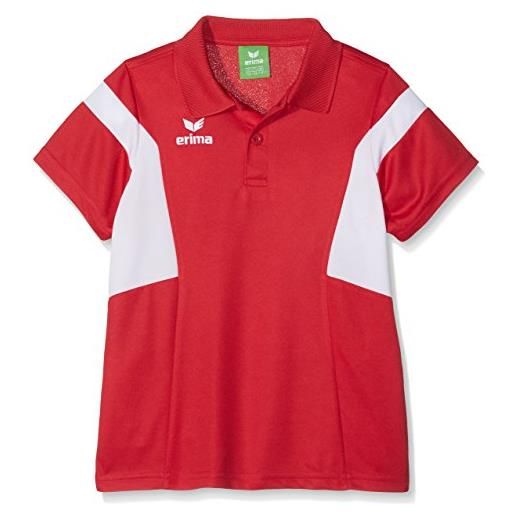 Erima classic team, maglietta polo unisex bambini, rosso/bianco, 152