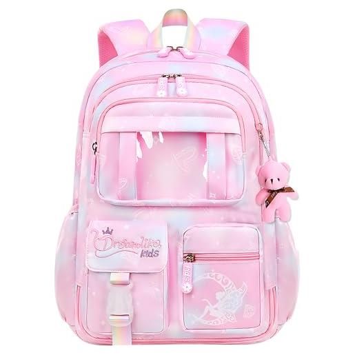 FNTSIC kawaii princess school bags bambini zaini grande capacità leggero borse a tracolla ideale per ragazze e ragazzi adolescenti, rosa, zainetto