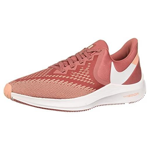 Nike zoom winflo 6, running shoe donna, light redwood white pink quart, 38.5 eu
