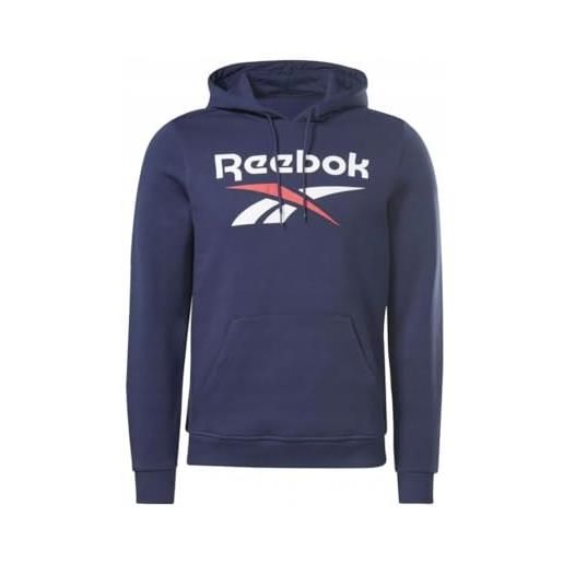 Reebok grande logo impilato maglia di tuta, marina vettoriale, m uomo