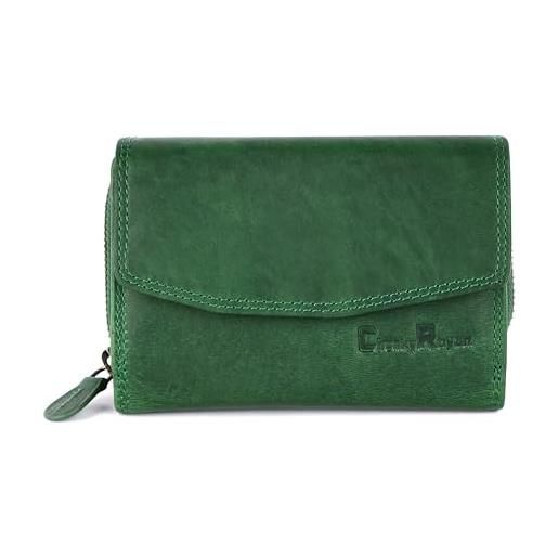 Chunkyrayan portafoglio da donna con portachiavi rfid vera pelle alta qualità vintage verde gb-6 green madrid 1