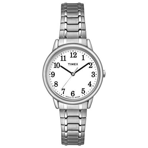 Timex easy reader 30 mm da donna con quadrante bianco e cinturino in acciaio inossidabile color argento tw2u40400