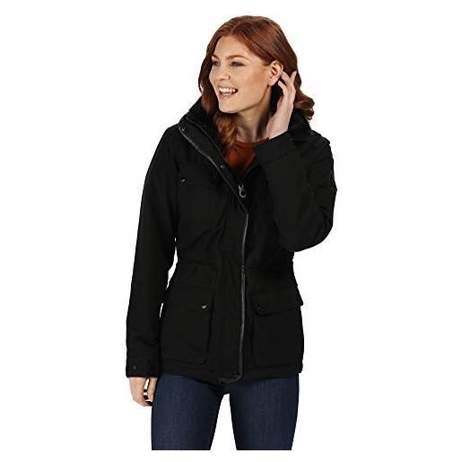 Regatta lizbeth waterproof & breathable thermo-guard insulated concealed fur hooded winter jacket, giacche impermeabili isolate. Donna, nero, 18