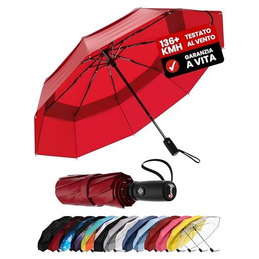 Repel Umbrella ombrello pieghevole antivento compatto e resistente - apri e chiudi automatico - struttura in fibra di vetro, telo impermeabile - ombrello portatile perfetto per zaino, borsa e viaggi