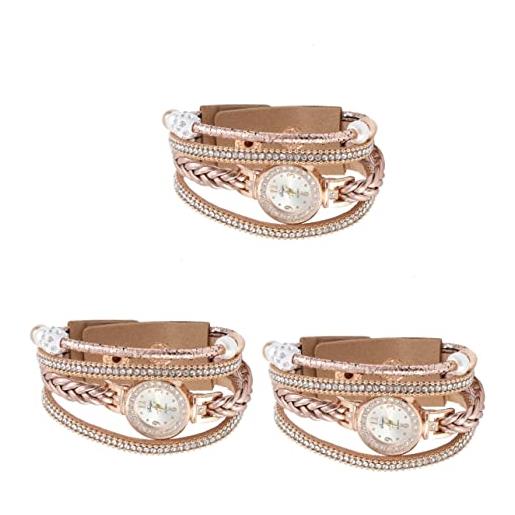 Mikikit braccialetti 3pcs braccialetto braccialetto o gioielli tempestato di diamanti multi accentuato moda beige personalità tessuto ragazza multistrato per vacanza cristallo