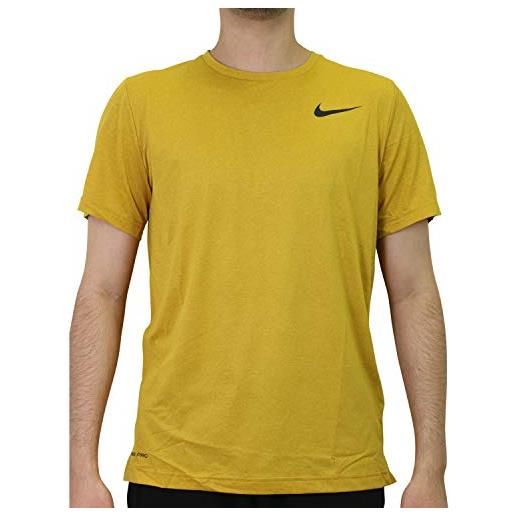 Nike top ss hpr dry magliettas magliettas da uomo, uomo, tawny/dark sulfur/htr/black, s