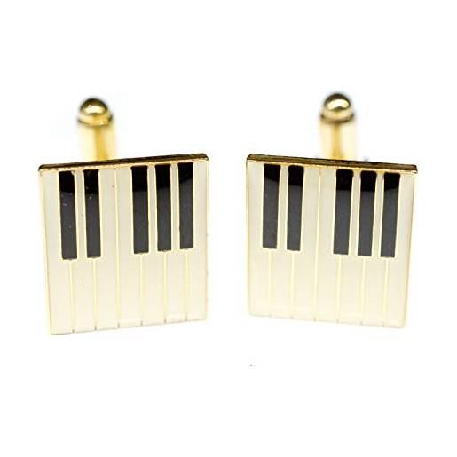 Miniblings tastiera di pianoforte gemelli Miniblings + box piano pianista pianoforte - gioielli a gemelli bottoni della camicia da uomo mi scatola di legno incluso