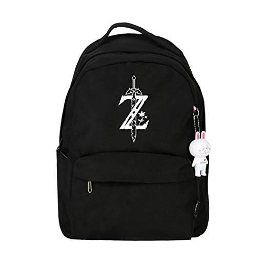 WANHONGYUE the legend of zelda gioco ciondolo coniglio borsa da scuola zaino casual backpack per ragazze e donne nero / 3