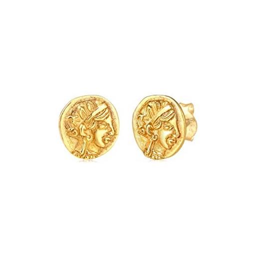 Elli orecchini da donna in argento sterling 925 placcato oro, misura unica, argento sterling, senza gemme