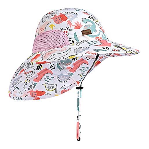 Happy Cherry bambini cappello estivo anti-uv 50+ a tesa larga ragazzi cappello da pescatore traspirante protezione collo ragazze cappello da sole per piscina trekking safari 5-12 anni