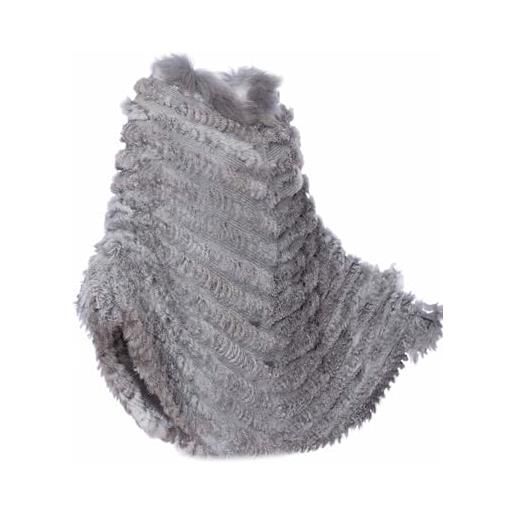 HEIZZI naturale pullover a maglia pelliccia di coniglio poncho con raccoon fur