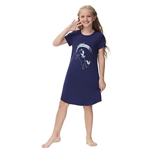 Verve Jelly bambine principessa vestitol bambino estate lettera stampa casual shirtdress ragazze cotone camicia da notte degli indumenti da notte rosa 160 13-14 anni
