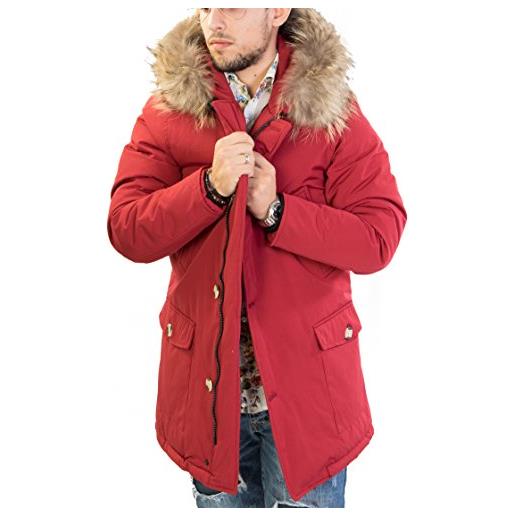 Antony Morale giubbotto parka uomo invernale colori (nero, rosso, blu) pelliccia vera volpe removibile 3 colori disponibili (s, bordò)