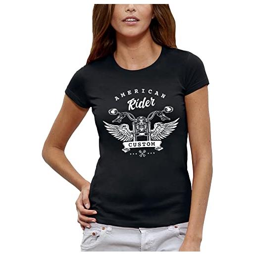 PIXEL EVOLUTION t-shirt american rider - custom motorcycles - bikers donna, nero , s
