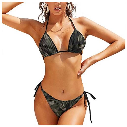 Generic balii donne bikini set militare retro camouflage due pezzi costumi da bagno halter top costumi da bagno regolabile coulisse costumi da bagno, militare retro camouflage, s