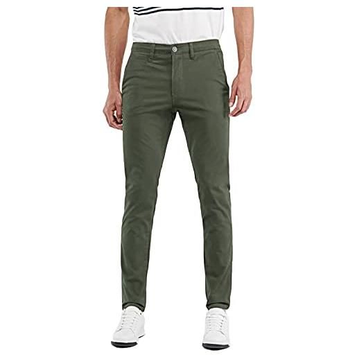 Evoga pantaloni jeans uomo casual eleganti primavera estate slim fit in cotone (52, verde militare)