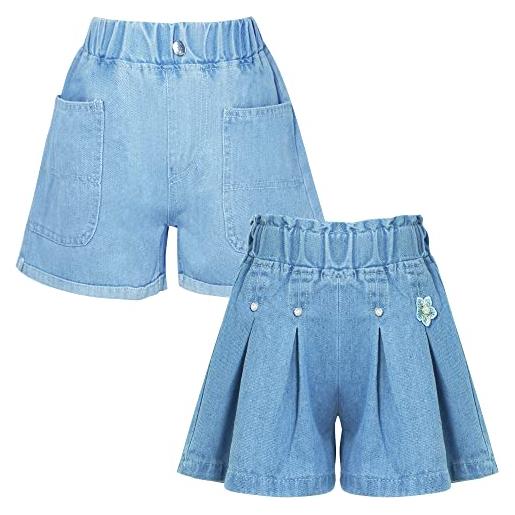 Happy Cherry bambina jeans corti a vita elastica ragazze pantaloncini denim casual con tasche comodi estivi blu shorts traspiranti
