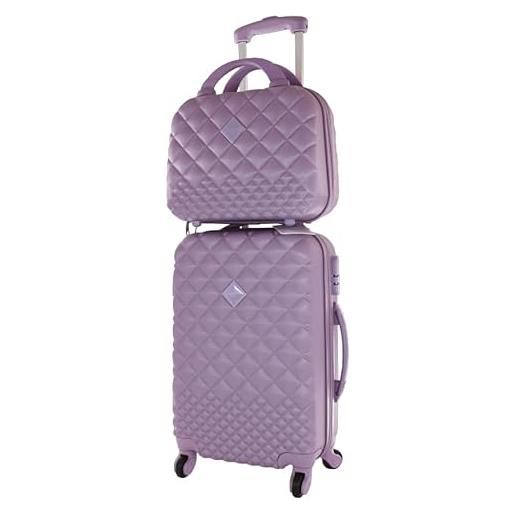 Camomilla milano set valigeria, set di valigie, trolley da viaggio (40 lt. ) + vanity case (15 lt. ), materiale rigido, ruote pivotanti. Colore glicine