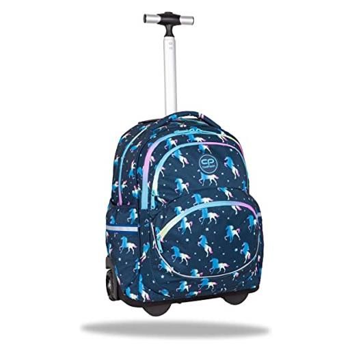 Coolpack f035670, zaino scuola con ruote starr blue unicorn, multicolor