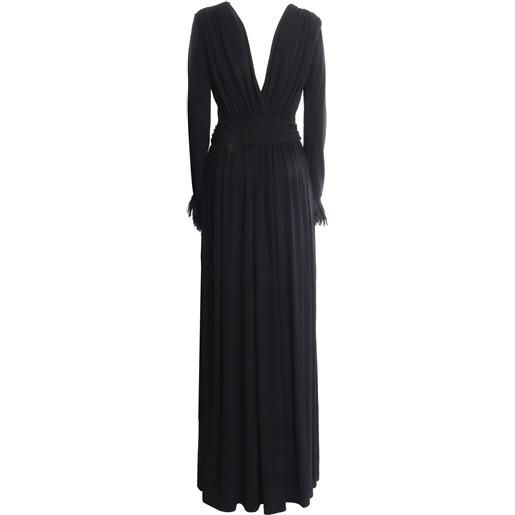 ALBERTA FERRETTI abito plissettato con piume